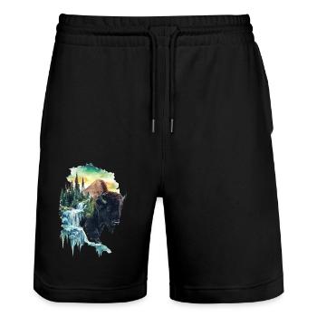 Bison - Stanley/Stella Unisex Bio Joggingshorts Trainer  - Schwarz - Vorne - Nik (191cm) & Marisol (170cm)