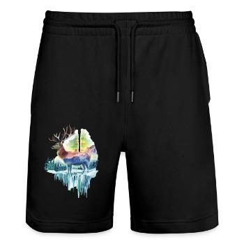 Reh - Stanley/Stella Unisex Bio Joggingshorts Trainer  - Schwarz - Vorne - Nik (191cm) & Marisol (170cm)
