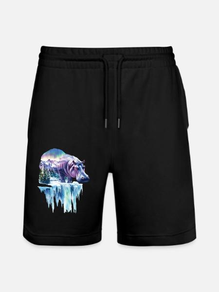 Nilpferd - Stanley/Stella Unisex Bio Joggingshorts Trainer - Schwarz