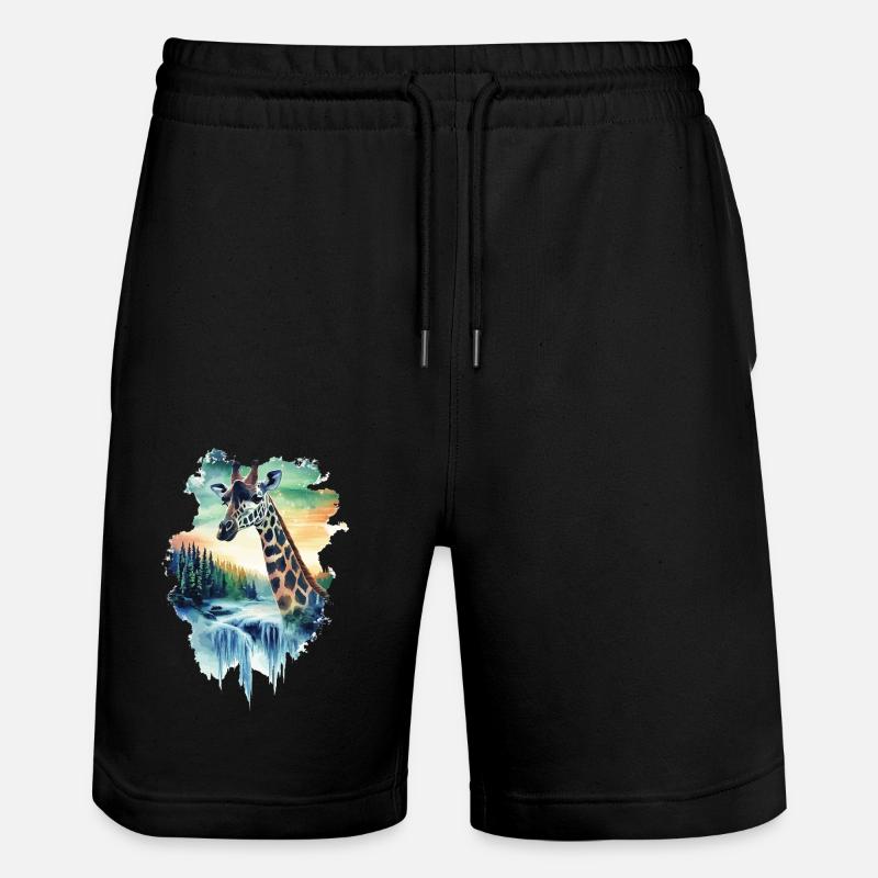 Giraffe - Stanley/Stella Unisex Bio Joggingshorts Trainer  - Schwarz