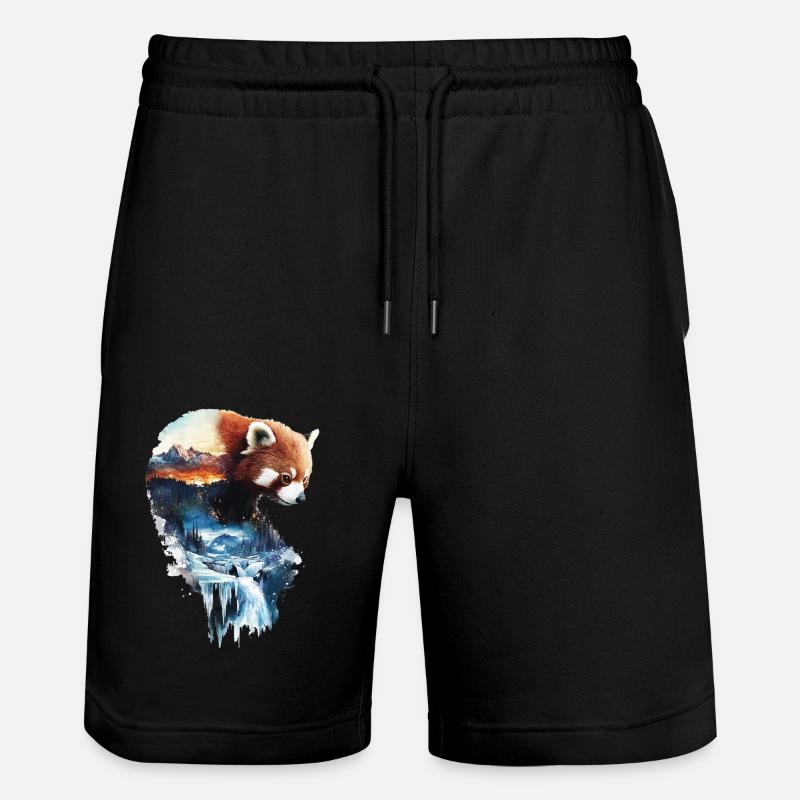 Roter Panda - Stanley/Stella Unisex Bio Joggingshorts Trainer  - Schwarz