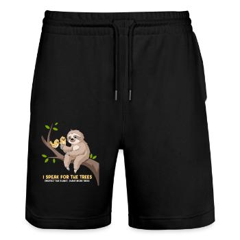 Je parle pour les arbres : militant écologiste - Short de jogging bio TRAINER Stanley/Stella unisexe - noir - Devant - Nik (191cm) & Marisol (170cm)