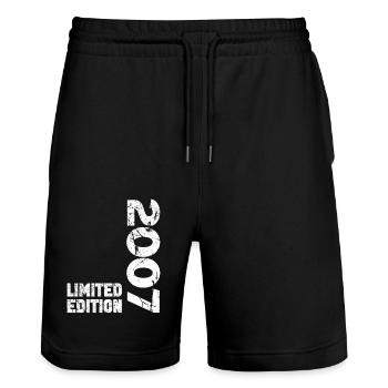 18th Birthday Boy Girl 18 years old born in 2007 - Stanley/Stella Trainer Unisex Organic Jogging Shorts - black - Front - Nik (191cm) & Marisol (170cm)