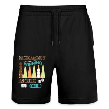Backgammon Spiel - Stanley/Stella Unisex Bio Joggingshorts Trainer  - Schwarz - Vorne - Nik (191cm) & Marisol (170cm)