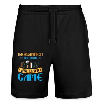 Backgammon Spiel - Stanley/Stella Unisex Bio Joggingshorts Trainer  - Schwarz - Vorne - Nik (191cm) & Marisol (170cm)