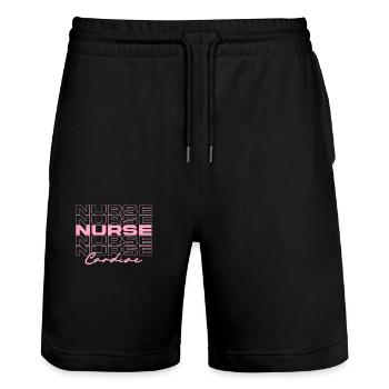 Cardiac Nurse Medical Nurses Stylish - Stanley/Stella Trainer Unisex Organic Jogging Shorts - black - Front - Nik (191cm) & Marisol (170cm)