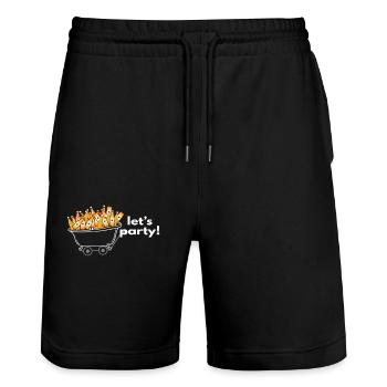 Spaß Party Fun Party - Stanley/Stella Trainer Unisex Organic Jogging Shorts - black - Front - Nik (191cm) & Marisol (170cm)