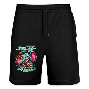 Wenn ihr mich sucht, ich bin am Rande des Wahnsinn - Stanley/Stella Unisex Bio Joggingshorts Trainer  - Schwarz - Vorne - Nik (191cm) & Marisol (170cm)