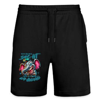 Wenn ihr mich sucht, ich bin am Rande des Wahnsinn - Stanley/Stella Unisex Bio Joggingshorts Trainer  - Schwarz - Vorne - Nik (191cm) & Marisol (170cm)