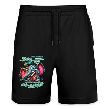 Wenn ihr mich sucht, ich bin am Rande des Wahnsinn - Stanley/Stella Unisex Bio Joggingshorts Trainer  - Schwarz - Vorne - Nik (191cm) & Marisol (170cm)