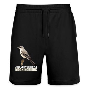 Spottdrosseln Spottdrossel - Stanley/Stella Unisex Bio Joggingshorts Trainer  - Schwarz - Vorne - Nik (191cm) & Marisol (170cm)