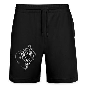 Bulldogge - Stanley/Stella Unisex Bio Joggingshorts Trainer  - Schwarz - Vorne - Nik (191cm) & Marisol (170cm)