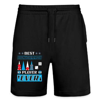 Backgammon Spiel - Stanley/Stella Unisex Bio Joggingshorts Trainer  - Schwarz - Vorne - Nik (191cm) & Marisol (170cm)