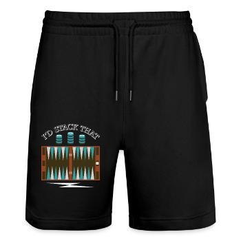 Backgammon Spiel - Stanley/Stella Unisex Bio Joggingshorts Trainer  - Schwarz - Vorne - Nik (191cm) & Marisol (170cm)