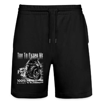 Cool Biker et Biker Motorcycle Design Catch Me - Short de jogging bio TRAINER Stanley/Stella unisexe - noir - Devant - Nik (191cm) & Marisol (170cm)