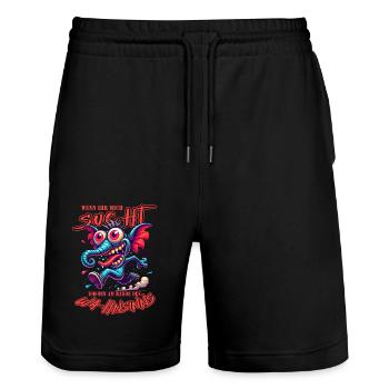 Wenn ihr mich sucht, ich bin am Rande des Wahnsinn - Stanley/Stella Unisex Bio Joggingshorts Trainer  - Schwarz - Vorne - Nik (191cm) & Marisol (170cm)