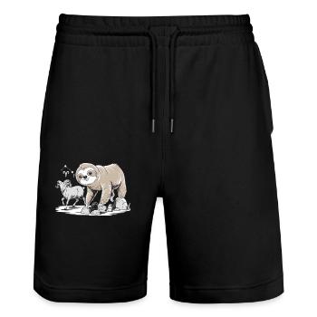 Widder Sternzeichen Soth mit Faultier und Ziege - Stanley/Stella Unisex Bio Joggingshorts Trainer  - Schwarz - Vorne - Nik (191cm) & Marisol (170cm)
