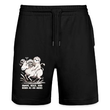 Audacieux, audacieux et né comme un Bélier - Bélier Zodiac - Short de jogging bio TRAINER Stanley/Stella unisexe - noir - Devant - Nik (191cm) & Marisol (170cm)