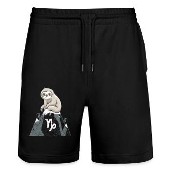Capricorne douillet paresseux sur la montagne - Short de jogging bio TRAINER Stanley/Stella unisexe - noir - Devant - Nik (191cm) & Marisol (170cm)