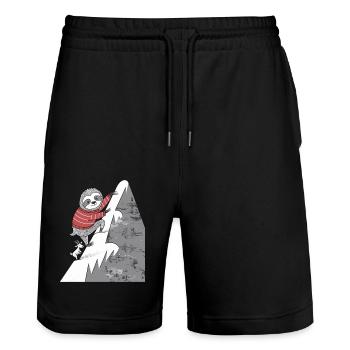 Capricorn zodiac sloth climbs the mountain - Stanley/Stella Trainer Unisex Organic Jogging Shorts - black - Front - Nik (191cm) & Marisol (170cm)
