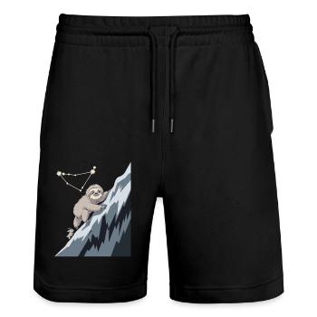 Gemütlicher Steinbock Faultier Klettert Berg - Stanley/Stella Unisex Bio Joggingshorts Trainer  - Schwarz - Vorne - Nik (191cm) & Marisol (170cm)
