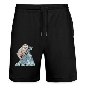 Climb Like a Capricorn: Sloth Motivation - Stanley/Stella Trainer Unisex Organic Jogging Shorts - black - Front - Nik (191cm) & Marisol (170cm)