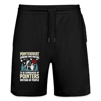 Duck hunters shoot heavier loads flag - Stanley/Stella Trainer Unisex Organic Jogging Shorts - black - Front - Nik (191cm) & Marisol (170cm)