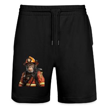 Schimpanse - Stanley/Stella Unisex Bio Joggingshorts Trainer  - Schwarz - Vorne - Nik (191cm) & Marisol (170cm)