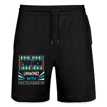 Backgammon Spiel - Stanley/Stella Unisex Bio Joggingshorts Trainer  - Schwarz - Vorne - Nik (191cm) & Marisol (170cm)
