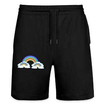 Rainbow Colorful Colorful Heavenly Kids - Stanley/Stella Trainer Unisex Organic Jogging Shorts - black - Front - Nik (191cm) & Marisol (170cm)