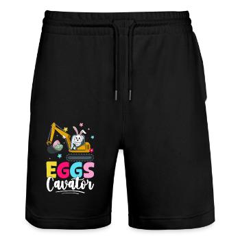 Eggs Cavator - Stanley/Stella Trainer Unisex Organic Jogging Shorts - black - Front - Nik (191cm) & Marisol (170cm)