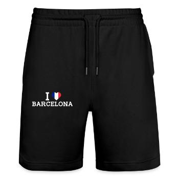 France Coeur J’aime Barcelone J’aime Mauvais Drapeau - Short de jogging bio TRAINER Stanley/Stella unisexe - noir - Devant - Nik (191cm) & Marisol (170cm)