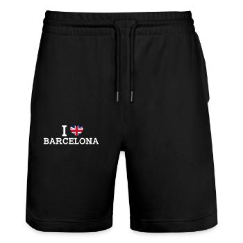 J’aime Barcelone Cool Wrong Flag Royaume-Uni Lover Heart - Short de jogging bio TRAINER Stanley/Stella unisexe - noir - Devant - Nik (191cm) & Marisol (170cm)