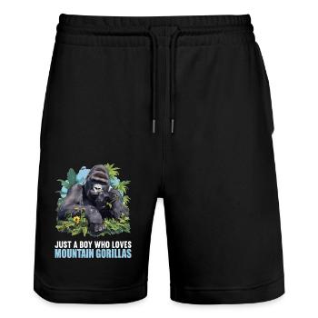 Berggorillas Berggorilla - Stanley/Stella Unisex Bio Joggingshorts Trainer  - Schwarz - Vorne - Nik (191cm) & Marisol (170cm)