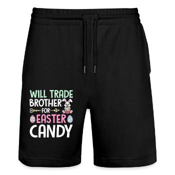 Échangera son frère contre des bonbons de Pâques - Short de jogging bio TRAINER Stanley/Stella unisexe - noir - Devant - Nik (191cm) & Marisol (170cm)