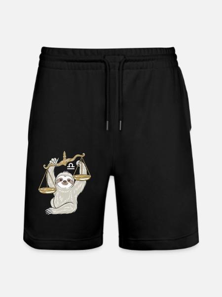 Libra Sloth Libra Zodiac Sign - Stanley/Stella Trainer Unisex Organic Jogging Shorts - black