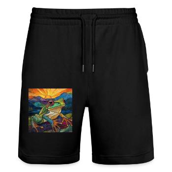 Frosch - Stanley/Stella Unisex Bio Joggingshorts Trainer  - Schwarz - Vorne - Nik (191cm) & Marisol (170cm)