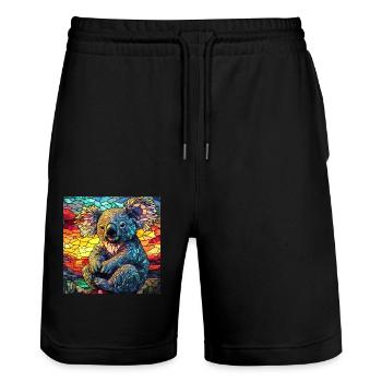 Koala - Stanley/Stella Unisex Bio Joggingshorts Trainer  - Schwarz - Vorne - Nik (191cm) & Marisol (170cm)