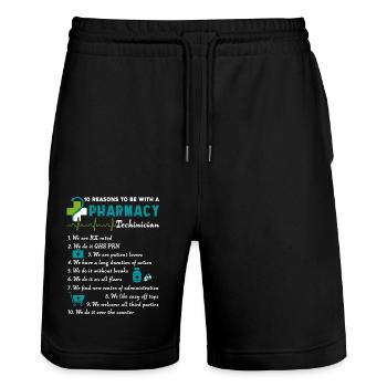 10 Reason To Be With A Pharmacy Technician - Stanley/Stella Trainer Unisex Organic Jogging Shorts - black - Front - Nik (191cm) & Marisol (170cm)
