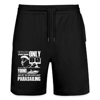 You Can Always Enjoy Parasailing - Stanley/Stella Trainer Unisex Organic Jogging Shorts - black - Front - Nik (191cm) & Marisol (170cm)