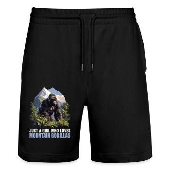 Berggorillas Berggorilla - Stanley/Stella Unisex Bio Joggingshorts Trainer  - Schwarz - Vorne - Nik (191cm) & Marisol (170cm)