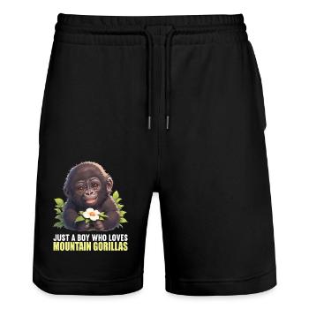 Berggorillas Berggorilla - Stanley/Stella Unisex Bio Joggingshorts Trainer  - Schwarz - Vorne - Nik (191cm) & Marisol (170cm)