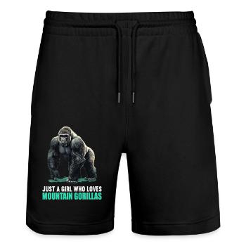 Berggorillas Berggorilla - Stanley/Stella Unisex Bio Joggingshorts Trainer  - Schwarz - Vorne - Nik (191cm) & Marisol (170cm)
