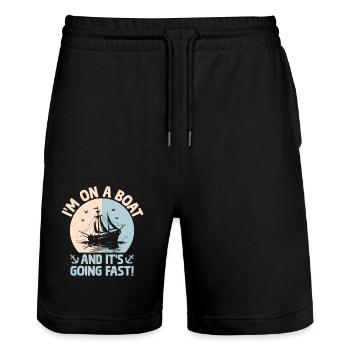 I'm On A Boat And It's Going Fast Paddle Boat - Stanley/Stella Trainer Unisex Organic Jogging Shorts - black - Front - Nik (191cm) & Marisol (170cm)