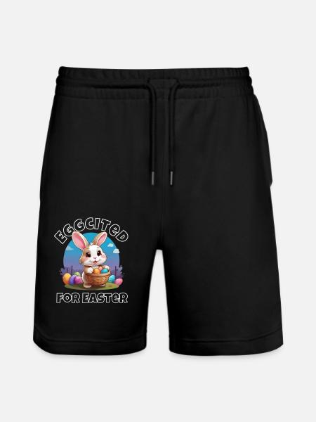 Eggcited for Easter - Stanley/Stella Trainer Unisex Organic Jogging Shorts - black