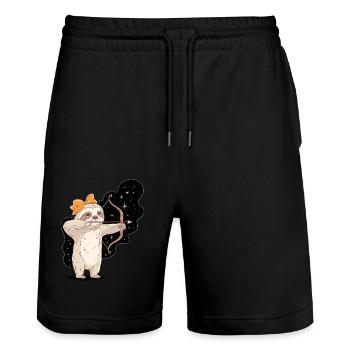 Schütze Sternzeichen Faultier mit Bogen und Pfeil - Stanley/Stella Unisex Bio Joggingshorts Trainer  - Schwarz - Vorne - Nik (191cm) & Marisol (170cm)