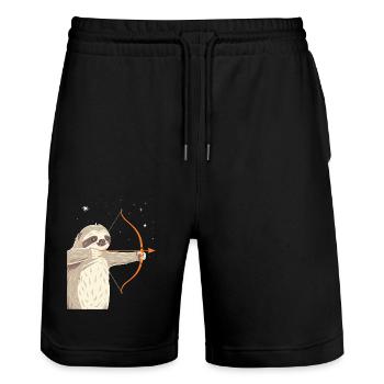 Schütze Tierkreis Faultier mit Pfeil und Bogen - Stanley/Stella Unisex Bio Joggingshorts Trainer  - Schwarz - Vorne - Nik (191cm) & Marisol (170cm)