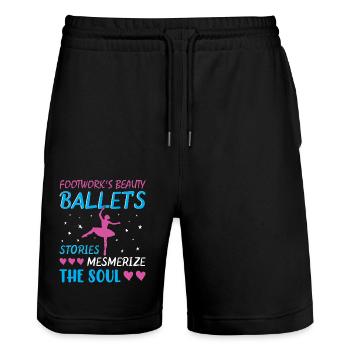 Ballerina Ballett mädchen - Stanley/Stella Unisex Bio Joggingshorts Trainer  - Schwarz - Vorne - Nik (191cm) & Marisol (170cm)