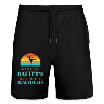 Ballerina Ballett mädchen - Stanley/Stella Unisex Bio Joggingshorts Trainer  - Schwarz - Vorne - Nik (191cm) & Marisol (170cm)