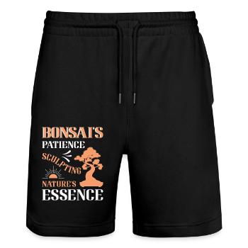 Bonsai Tree - Stanley/Stella Unisex Bio Joggingshorts Trainer  - Schwarz - Vorne - Nik (191cm) & Marisol (170cm)